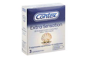 Презервативы латексные с крупными точками и ребрами с силиконовой смазкой Extra sensation Contex 3шт
