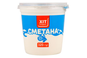 Сметана 15% 320г стакан Хіт Продукт