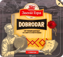 Сыр 50% твердый ломтики Добродар Звени Гора лоток 100г