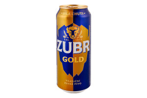 Пиво 0.5л 4.6% светлое фильтрованное пастеризованное Gold Zubr ж/б