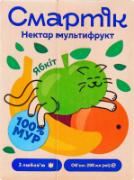Нектар з м'якоттю та цукром гомогенізований та стерилізований мультифрукт Смартік т/п 200мл