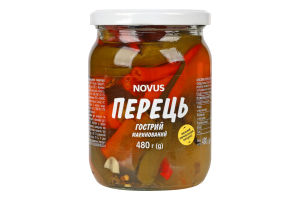 Перець гострий маринований пастеризований Novus с/б 480г