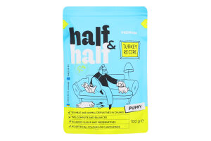 Корм д/цуценят з індичкою в соусі 100г пауч Half&Half