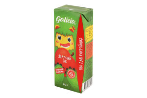 Сік неосвітлений пастеризований яблучний Galicia т/п 0.2л
