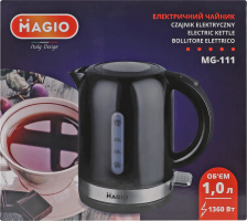 Електрочайник 1л чорний дисковий 1360Вт Magio