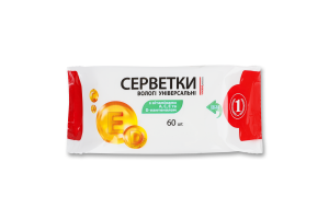 Салфетки влажные универсальные с витаминами А, С, Е и D-пантенолом ТМ "1" 60шт
