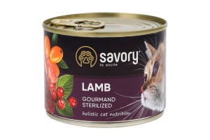 Корм консервований для стерилізованих котів Lamb Gourmand Sterilized Savory з/б 200г
