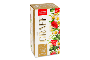 Чай зеленый байховый с ароматом клубники и базилика с натуральным подсластителем Клубничное игристое Graff к/у 20х1.5г