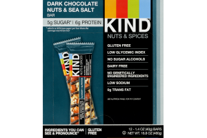 KIND Nuts & Spices Bars Dark Chocolate Nuts & Sea Salt - 12 CT