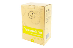 Сік прямого віджиму без додавання цукру пастеризований неосвітлений грушевий Фермерське господарство Валентина к/у 3л