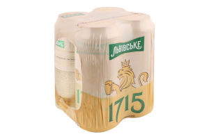 Пиво 4х0.48л 4.5% светлое пастеризованное 1715 Львівське ж/б