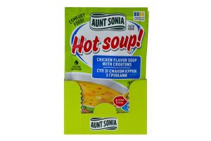 Суп миттєвого приготування зі смаком курки з грінками Hot soup! Aunt Sonia м/у 15г