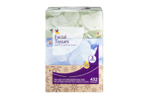 Ahold Facial Tissues Soft & Gentle 3-Ply Unscented - 3 PK
