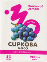 Масса творожная 8% сладкая с изюмом Молочний острів м/у 200г