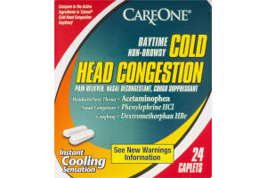 CareOne Daytime Non-Drowsy Cold Head Congestion Caplets - 24 CT