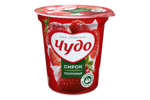 Творожок 5% взбитый с наполнителем фруктовым Клубника Чудо ст 170г