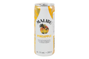 Напій слабоалкогольний газований Malibu Pineapple, 5.0%, 0.25 л, (12)