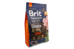 Корм сухой для собак всех пород с высокими затратами энергии с курицей Sport Premium by nature Brit м/у 3кг