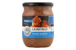 Корм д/собак М"ясний делікатес Преміум серія з птицею та шматочками серця легенів 500г твіст/б Леопольд