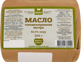 Масло сладкосливочное 82.5% Крестьянское Экстра Mother м/у 200г