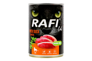 Корм д/котів з качкою 400г ж/б Рафі