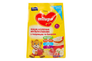 Каша молочна для дітей від 7міс суха мультизлакова з полуницею та бананом Milupa м/у 210г