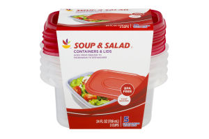 Ahold Soup & Salad Containers & Lids - 5 CT