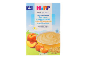Каша молочная для детей от 4мес рисово-кукурузная Персики-абрикосы Hipp к/у 250г