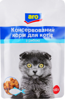 Корм консервированный для котов с рыбой Aro д/п 100г