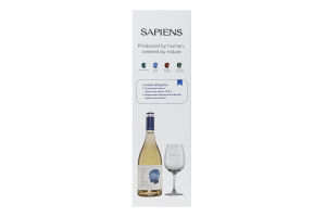 Набор Вино 0.75л 13% белое сухое Совиньон Блан Фуме Sapiens + 1 бокал Purcari к/у