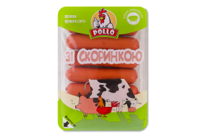 Сосиски С корочкой Pollo 1с лоток 0.26кг