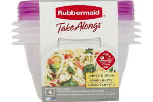 Rubbermaid Take Alongs Quik Clik Seal! Deep Squares Containers - 4 PK