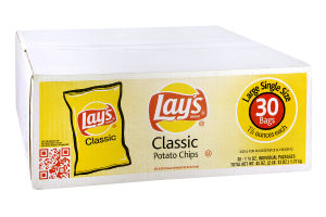 Lay's Classic Potato Chips Large Single Size Bags - 30 CT