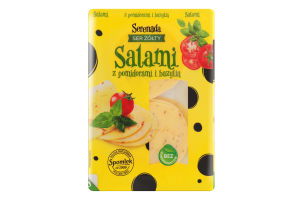 Сыр 45% твердый с томатом и базиликом ломтики нарезанные Salami Serenada лоток 150г