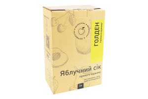 Сок прямого отжима без добавления сахара из сорта Голден яблочный Фермерське господарство Валентина к/у 3л