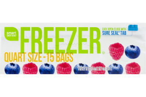 Smart Sense Freezer Bags Quart Size - 15 CT