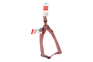 Шлея з QR паспортом коричнева відновлена бавовна світловідбиваюча пластиковий фастекс р.S 15мм L40-55см 03246 ВауДог Ре-коттон