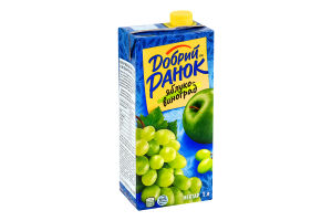 Нектар освітлений стерилізований Яблуко-виноград Добрий Ранок т/п 1л