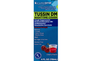 CareOne Tussin DM Nighttime Cough Suppressant Cherry