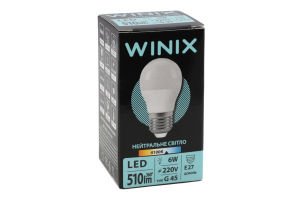 Лампа нейтральне світло G45 6W E27 4100K LED Winix 1шт