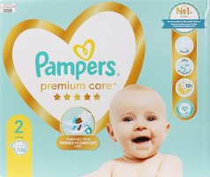 Подгузники для детей 4-8кг 2 Premium Care Pampers 136шт