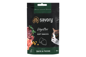 Ласощі д/покращення травлення котів з качкою та чебрецем 50г д/п Savory