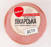 Ковбаса нарізка варена Лікарська Глобино в/с в/у 275г