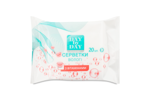 Серветки вологі косметичні з вітамінами Hygiene Day by Day 20шт