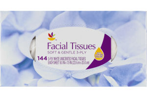 Ahold Facial Tissues Soft & Gentle 3-Ply Unscented - 144 CT