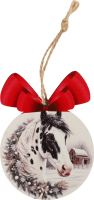 Підвіска новорічна Символ року біла дерево 8см в асортименті Цицак