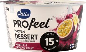 Снек сирковий протеїновий Ваніль та маракуйя безлактозний 175г стакан Valio PROfeel