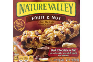 Nature Valley Fruit & Nut Chewy Trail Mix Granola Bars Dark Chocolate & Nut - 6 CT
