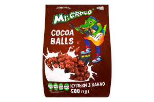 Сніданки сухі глазуровані цукровою глазур'ю Кульки з какао Mr. Croco м/у 500г