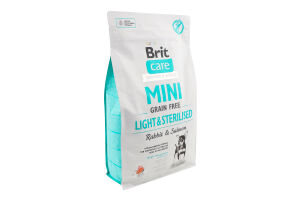 Корм сухий Rabbit&Salmon Light&Sterilised Mini Care Brit м/у 2кг